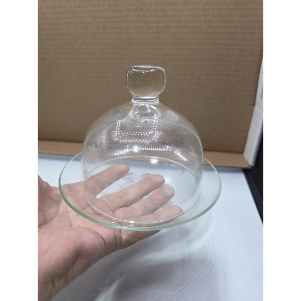 Princess House #0461 Heritage Pattern Glass Dome Covered Cheese or Butter Dish